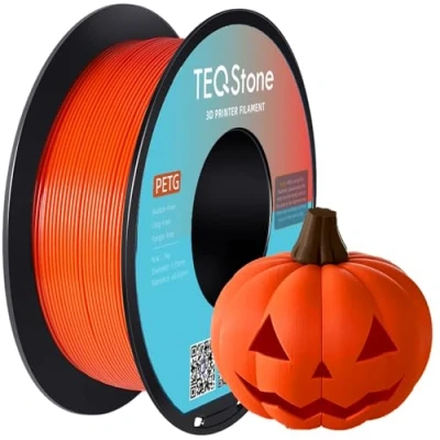Abbildung von TEQStone PETG Filament 1.75mm Orange 1KG, Maßhaltigkeit +/ 0.02mm Spule Sauber Gewickelt 3D Drucker Vakuumverpackung
