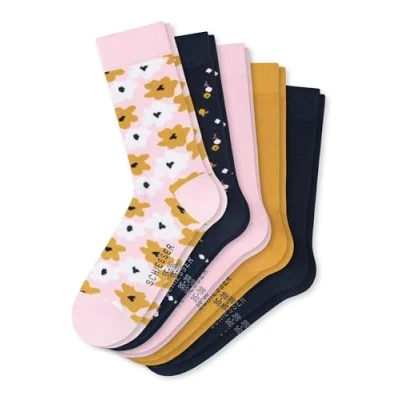 Abbildung von Schiesser 5 PACK Socken für Kinder, Größe: 31 34, Gelb dunkelblau rose
