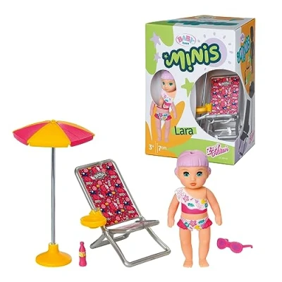 Abbildung von BABY born Minis Sonnenstuhl Spielset mit Puppe Lara und Liegestuhl, 701911 Zapf Creation, Bright And Vibrant Colors (Tropical Print)