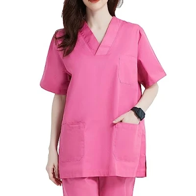 Abbildung von MISEMIYA Medizinische Uniformen Unisex Top Krankenschwester Krankenhaus Berufskleidung Large, Pink