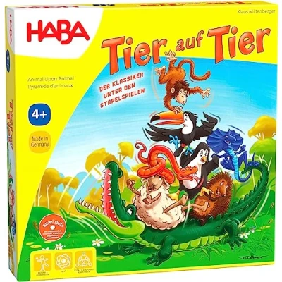 Abbildung von HABA Tier auf Stapelspiel aus Holz mit 29 Tieren, Balance und Motorikspielzeug für Kinder ab 4 Jahren. Fördert Feinmotorik Konzentration Geschenk Kleinkinder 2011189001