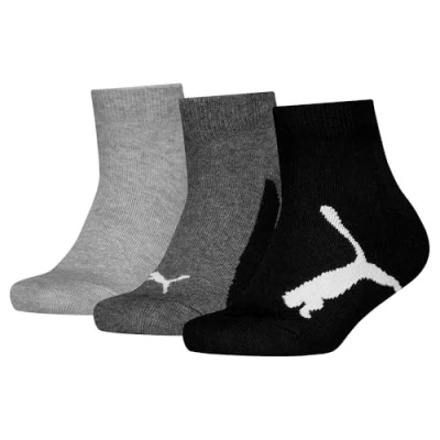 Abbildung von PUMA Unisex Kids BWT Recycled Cotton Quarter Sock, White/Grey/Black, 35/38 (3er Pack)