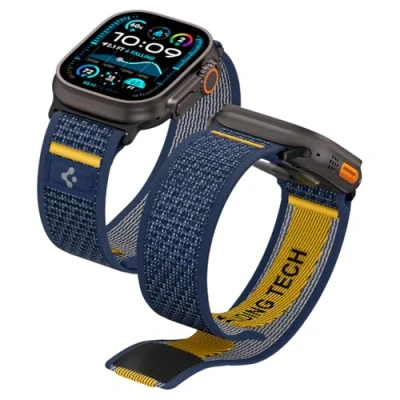 Abbildung von Spigen Athlex Air Armband Entwickelt für Apple Watch Ultra 2/1 49mm, Serie 10 46mm, 9/8/7 45mm,SE2/SE/6/5/4 44mm, 3/2/1 42mm Actives Marineblau