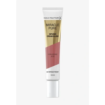 Abbildung von Max Factor Miracle Pure Cream Blush, hautverbessernder Blush mit Hyaluronsäure und Squalan, der 24H feuchtigkeitsspendet, sowie eine vegane hochpigmentierte Formel hat, Fb. 03 Vintage Peony