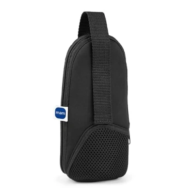 Abbildung von MAM Thermal Bag mit Isolierschicht, Thermotasche hält Flüssigkeiten warm und kalt, Isoliertasche für viele handelsübliche Babyflaschen, schwarz