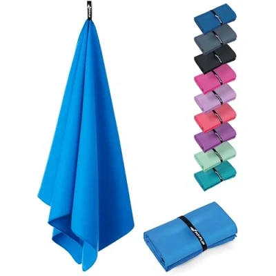Abbildung von Fit Flip Microfaser Handtücher kompakt und leicht Mikrofaser Handtuch schnelltrocknend als Reisehandtuch, Sporthandtuch, Strandtuch Badetuch groß (1x 50x30cm, Sky Blau)