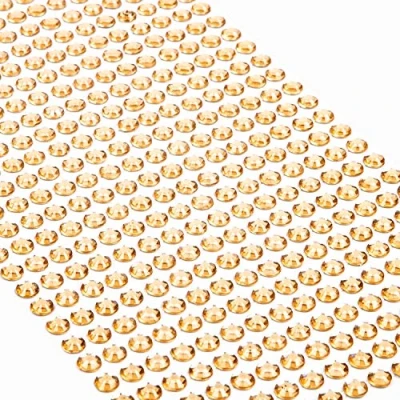 Abbildung von Movoja Goldene Strasssteine runde Glitzersteine 640 Stück 5 mm selbstklebend zum Verzieren und Basteln Schmucksteine aufkleben Steinchen Dekosteine Bastelsteine Gold