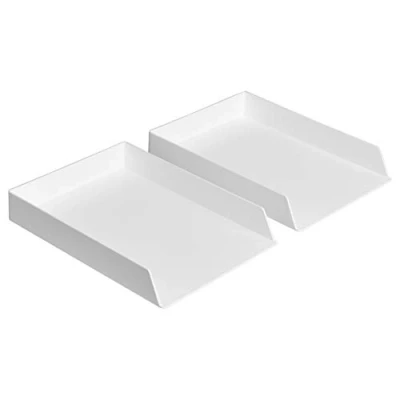 Abbildung von Amazon Basics 2 Stück, Rechteckig, Kunststoff Organizer, Briefablage, Weiß