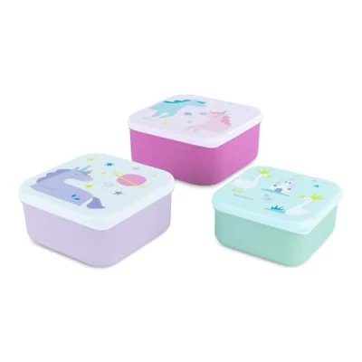 Abbildung von Miniland Set mit 3 Kinder Brotdosen, Stapelbare Lunchboxen, Spülmaschinenfest und BPA frei (Fantasy)
