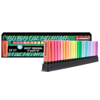 Abbildung von Textmarker STABILO BOSS ORIGINAL 23er Tischset Snooze One Edition mit 9 Leuchtfarben &amp; 14 Pastellfarben