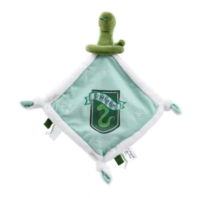Abbildung von Rainbow Designs Harry Potter Slytherin Schmusetuch für Neugeborene Weiche Plüsch mit Schlangenkopf und Wappen Baby Kuscheldecke geknoteten Ecken &amp; taktilen Tags