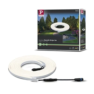 Abbildung von Paulmann 94191 Plug &amp; Shine LED Außenleuchte Stripe incl. 1x31 Watt IP67 dimmbar Außenbereich Weiß Gartenleuchte Kunststoff 3000 K, Smooth