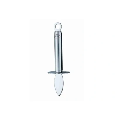 Abbildung von Rösle Austernbrecher, hochwertiges Austernmesser mit Rundgriff zum Zubereiten von Muscheln und anderen Meeresfrüchten, Handschutz, Edelstahl 18/10, Silber