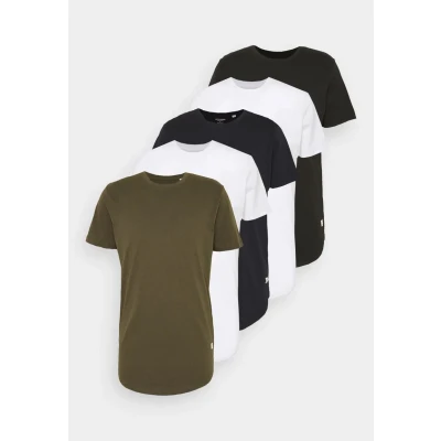 Abbildung von Jack &amp; Jones Jjenoa 5 PACK Tshirt basic, Herren, Größe: XS, White/black/dark blue