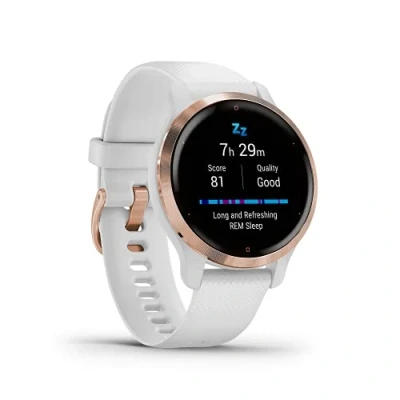 Abbildung von Garmin Venu 2S schlanke GPS Fitness Smartwatch mit ultrascharfem 1,1“ AMOLED Touchdisplay, Gesundheitsfunktionen, über 25 vorinstallierten Sport Apps, Music &amp; Pay