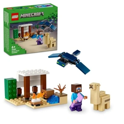 Abbildung von Lego Minecraft Steves Wüstenexpedition, Set zum Videospiel für Jungs und Mädchen, Biom mit Steve, Haus, Figuren Kamel Spielzeug, Gamer Geschenk Kinder ab 6 Jahren 21251