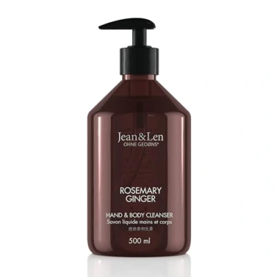 Abbildung von Jean &amp; Len Hand Body Cleanser Rosemary Ginger, für ein duftendes Reinigungserlebnis, Körper Handseife in einer hochwertigen Flasche, belebend frischer Duft, vegan, 500 ml