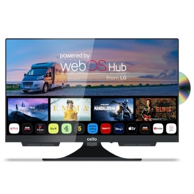 Abbildung von Cello C1924WSF Trav 19&quot; Zoll SMART/DVD Camping Reise TV integrierter DVD Player Rahmenlos Triple Tuner Bluetooth WebOS by LG Pitch Perfect Lautsprecher Wohnmobil LKW [2024]