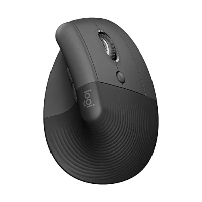 Abbildung von Logitech Lift Vertikale Ergonomische Maus, Kabellos, Bluetooth oder Logi Bolt USB Empfänger, Leise Klicks, 4 Tasten, Kompatibel mit Windows/macOS/iPadOS, Laptop, PC Grаphit