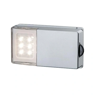 Abbildung von Paulmann 70498 Schrankleuchte SnapLED mit Gleitrolle Silber Licht an bei geöffneter Tür aus Druck auf die Rolle 4x15V Montage Klebepads