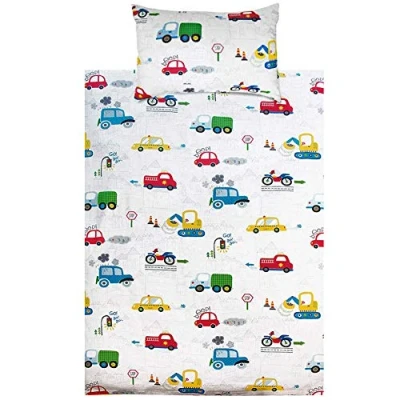 Abbildung von KEAYOO Kinderbettwäsche 100 x 135 100% Baumwolle Autos mit Reißverschluss für Mädchen Jungen