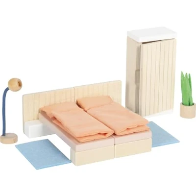 Abbildung von Small Foot Puppenhausmöbel Schlafzimmer aus Holz, Möbel Set für das Puppenhaus, Kinder ab 3 Jahren, 12631
