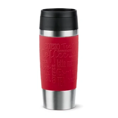 Abbildung von Emsa N20211 Travel Mug Classic Isolierbecher 0,36 Liter neuer Komfort Schraubverschluss Edelstahl 4h heiß und 8h kalt 100% dicht spülmaschinenfest 360 Trinköffnung Aquablau
