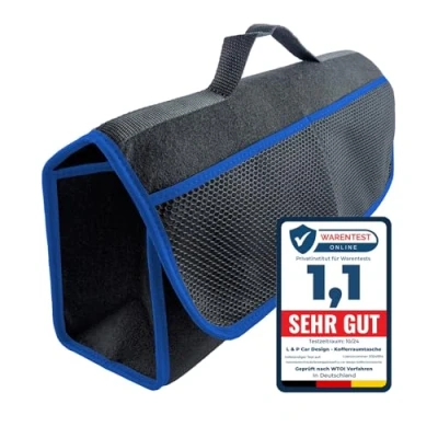 Abbildung von L &amp; P Car Design Kofferraumtasche Organizer Autotasche Auto Kofferraum KFZ Tasche Toolbag Aufbewahrungstasche mit Klettverschluss (Schwarz blau)