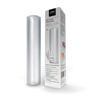 Abbildung von CASO Profi Folienrollen 40x1000 cm / 1 Rolle, für alle Vakuumierer, BPA frei, sehr stark &amp; reißfest ca. 150µm, aromadicht, kochfest, Sous Vide, wiederverwendbar, inkl. Food Manager Sticker