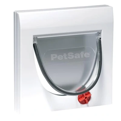 Abbildung von PetSafe Staywell Manuelle Katzenklappe Klassik mit 4 Verschlussoptionen, Einschließlich Tunnel, Für Haustiere bis 7 kg, Weiß, 1 Stück (1er Pack)