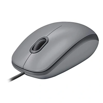 Abbildung von Logitech M110 Kabelgebundene USB Maus, geräuschlose Tasten, komfortables Design in voller Größe, beidhändig bedienbar PC / Mac Laptop Grau