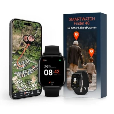 Abbildung von PAJ SMARTWATCH Finder 4G für Kinder &amp; Senioren GPS Tracker, SOS Alarm, Kamera, Sprachnachrichten, Echtzeitortung, wasserfest, einfache Handhabung, Sicherheit Dank Uhr Kinder, Senioren, Demenz