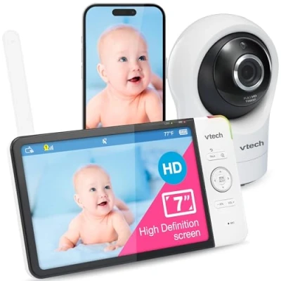 Abbildung von Vtech RM7764HD with Camera 1080p WiFi Remote Access, 7 Inch Video, 360 Pan and Tilt, HD Night Vision 2 Way Talk Temperature Sensor, iOS &amp; Android