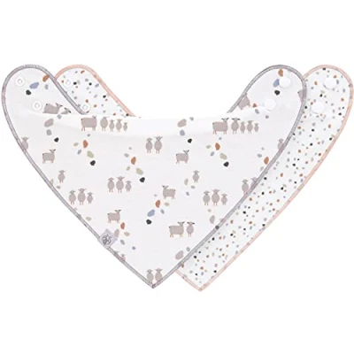 Abbildung von LÄSSIG Baby Lätzchen Halstuch Dreieckstücher Set 2 Stk. Bio Baumwolle Druckknopf wendbar/Baby Bandana Tiny Farmer Sheep
