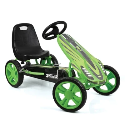 Abbildung von hauck Go Kart Speedster für Kinder ab 4 Jahren bis 50 kg Köpergröße 90 110 cm, Tretauto mit Handbremse, verstellbarem Sitz, Vor und Rückwärtsgang, Pedalantrieb, EVA Rreifen (Green)
