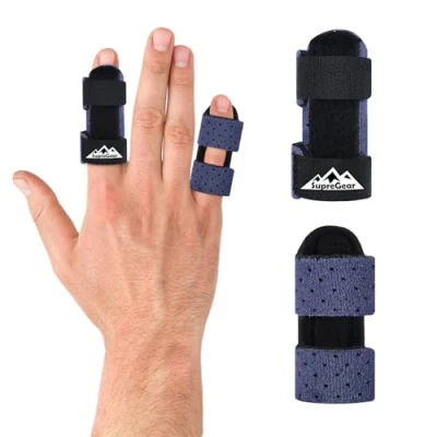 Abbildung von supregear Fingerschienen, 2er Pack Universelle Fingerschienen zur Begradigung und Unterstützung bei Gebrochenen Schnappfingern für Mittel , Zeige Ring Kleinfinger, Dunkelblau