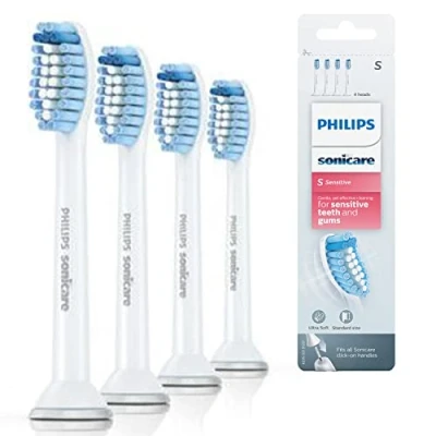 Abbildung von Philips Sonicare Original S Sensitive Standard Schallzahnbürstenköpfe 4er Pack in Weiß (Modell HX6054/07)