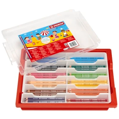 Abbildung von Dreikant Buntstift STABILO Trio dick 96er Box mit 12 verschiedenen Farben