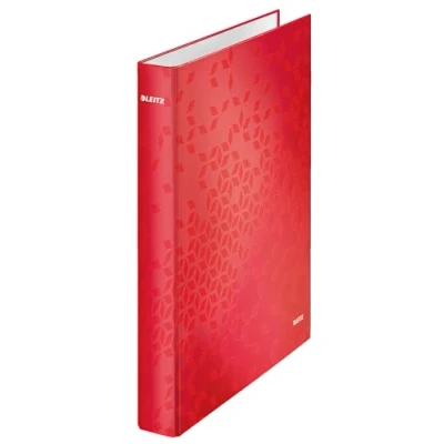 Abbildung von Leitz WOW A4 Ringbuch, Hochwertige 2 D Ring Mechanik für bis zu 230 Blatt, 40 mm Rückenbreite, Stabile Graupappe mit laminierter Oberfläche, Ideal Büro, Home Office &amp; Schule, Rot, 42410026