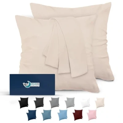 Abbildung von Kissenbezug 60x60 Beige 2er Set Mikrofaser Oeko TEX Zertifiziert Dreamzie Kopfkissenbezug Weich