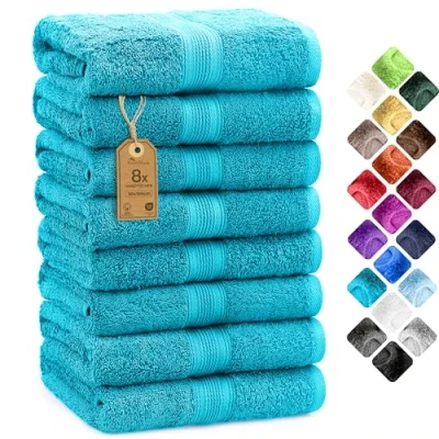 Abbildung von NatureMark 8er Pack Frottier Handtücher 50x100cm, 100% Baumwolle, Türkis, 50 x 100 cm