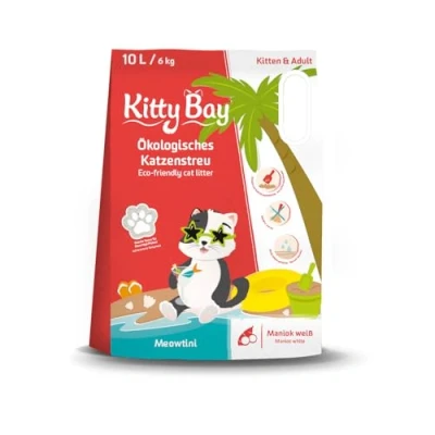 Abbildung von Kitty Bay Meowtini ÖKO Katzenstreu klumpend und staubfrei, Maniok weiß, 10 Liter
