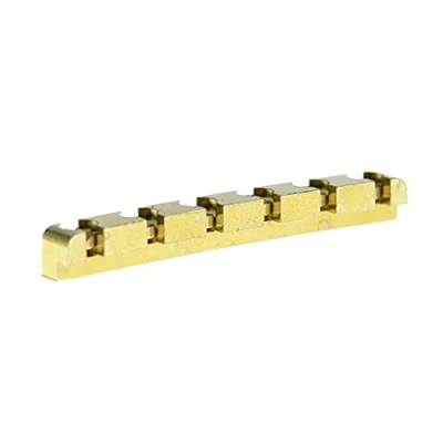 Abbildung von KAISH Gitarrensattel aus massivem Messing, höhenverstellbar, gebogen, für Strat /Tele E Gitarre, 42 mm