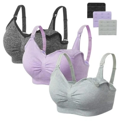 Abbildung von HBselect 3 Pcs Schwangerschafts Still BH Nahtloser mit zusätzlichen Verlängerungen Stillen und Schlaf Ohne Bügel für Damen