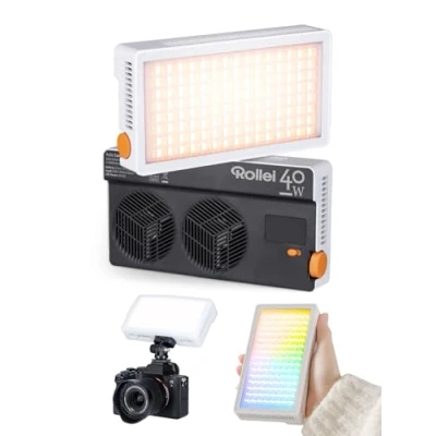 Abbildung von Rollei Lumis 40W RGB Led Videoleuchte, Kamera Licht mit Eingebautem Akku und Typ C Aufladung 5645 Lux CRI/TLCI 97+, 263g Fotolampe für Fotostudios Live Streaming YouTube TikTok