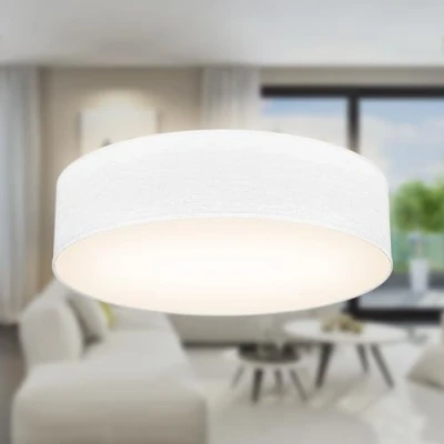 Abbildung von B.K.Licht Deckenlampe mit Lampenschirm aus Stoff, E27 Fassung, max. 40 Watt, Deckenleuchte, Lampe, Wohnzimmerlampe, Schlafzimmerlampe, Küchenlampe, Deckenbeleuchtung, 38x10 cm, Weiß