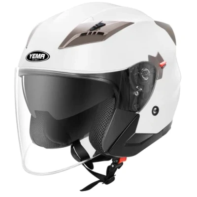 Abbildung von Jethelme Rollerhelm Sturzhelm Chopper Helm YEMA YM 627 Motorradhelm ECE mit Doppelvisier Sonnenblende für Damen Herren Erwachsene Weiß L