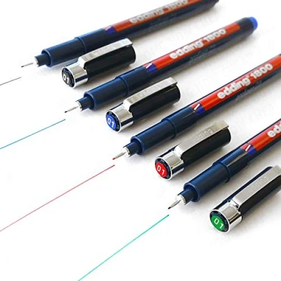 Abbildung von Edding 1800 Profipen Pigment Liner Zeichenstift, 0,1 mm, 4er Set: Schwarz, Blau, Rot, und Grü n