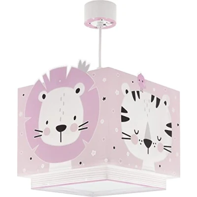 Abbildung von Dalber Lampe kinderzimmer, kinderlampe Pendelleuchte Hängelampe, Deckenleuchte Kinder, Deckenlampe kinderzimmer Baby Jungle Tiere Dschungeltiere Rosa, 63112S, E27
