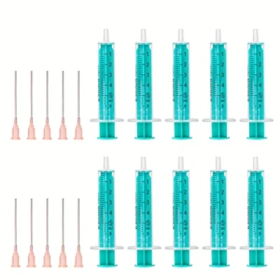 Abbildung von MedixX 10 Stück Spritzen Set mit stumpfer Nadel verschiedene Größen für Hobby und Heimwerk einzeln steril verpackt (10x 5ml Spritze &amp; 10x Kanüle)